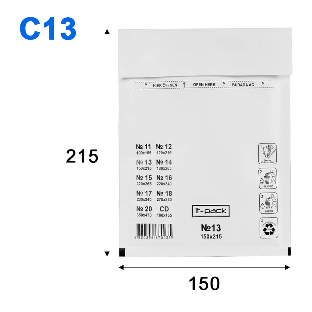 Конверт бандерольний 150*215 - №13 (білий) - Зображення 1